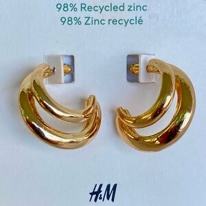 NWT H&M Gold Double Hoop Earrings | 98% Recycled Zinc